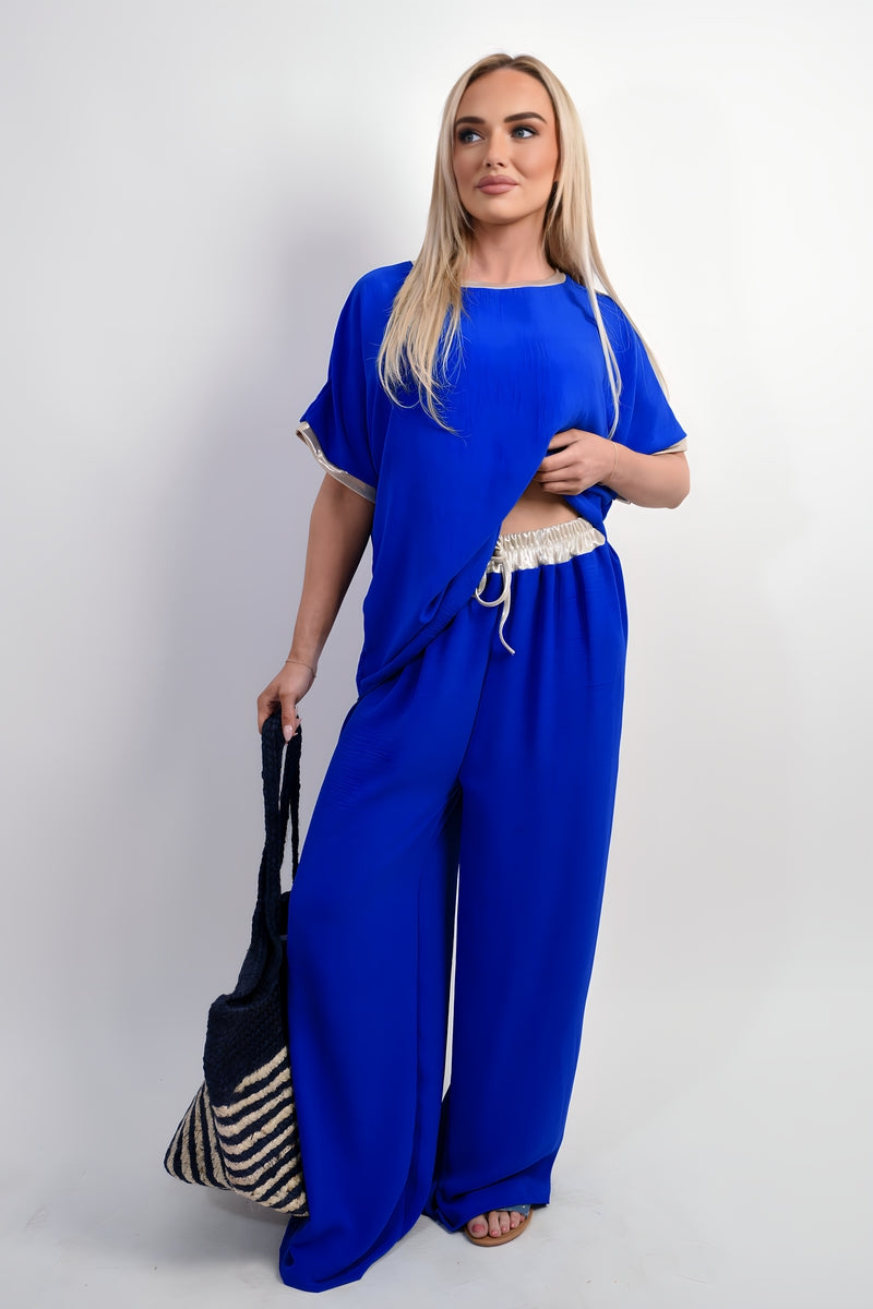 Drawstring Shiny Waist Wide Leg Trouser 🇬🇧