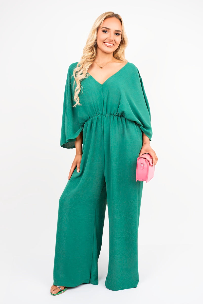 Wide Leg V Neck Jumpsuit with Back Tie Detail 🇬🇧