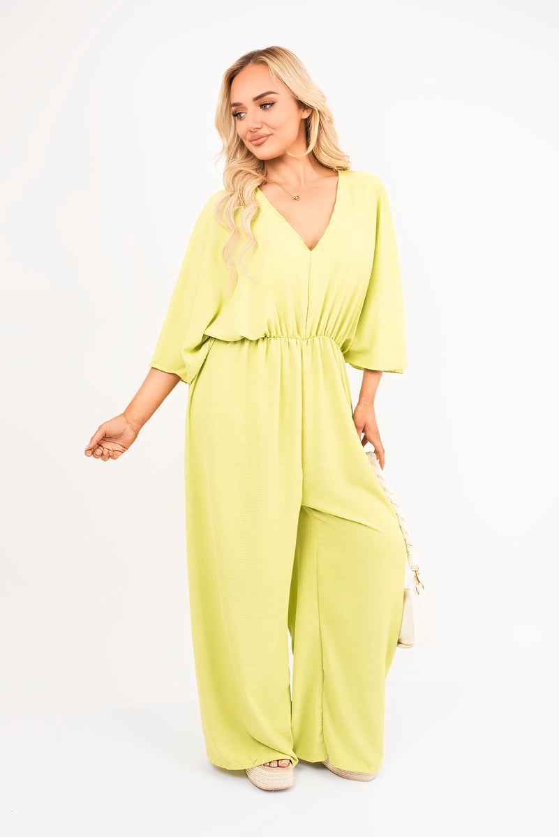 Wide Leg V Neck Jumpsuit with Back Tie Detail 🇬🇧