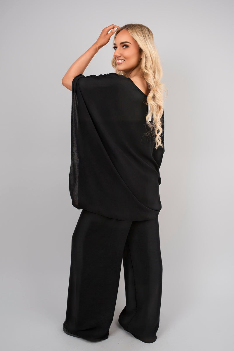 Batwing Top and Drawstring Wide Leg Trousers Co-ord Set 🇬🇧
