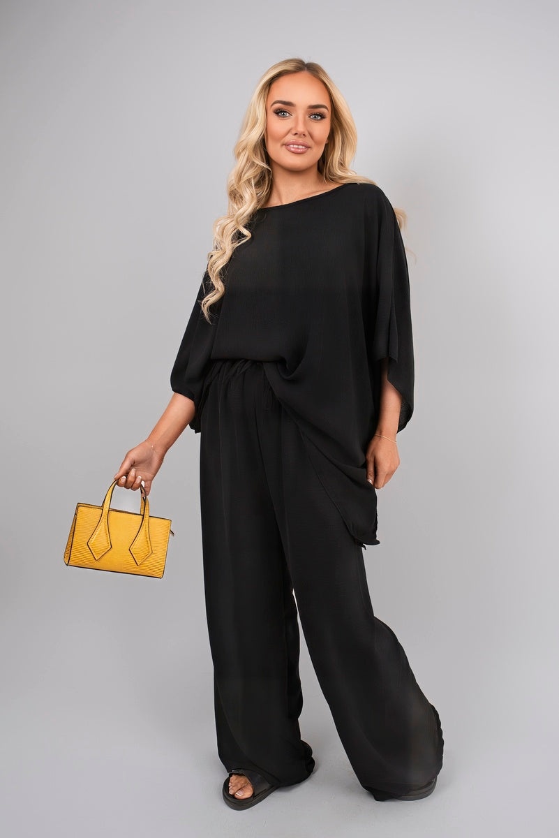 Batwing Top and Drawstring Wide Leg Trousers Co-ord Set 🇬🇧