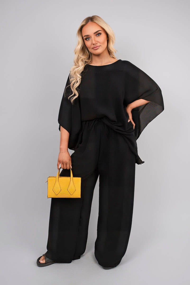 Batwing Top and Drawstring Wide Leg Trousers Co-ord Set 🇬🇧