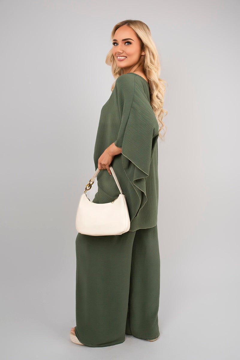 Batwing Top and Drawstring Wide Leg Trousers Co-ord Set 🇬🇧