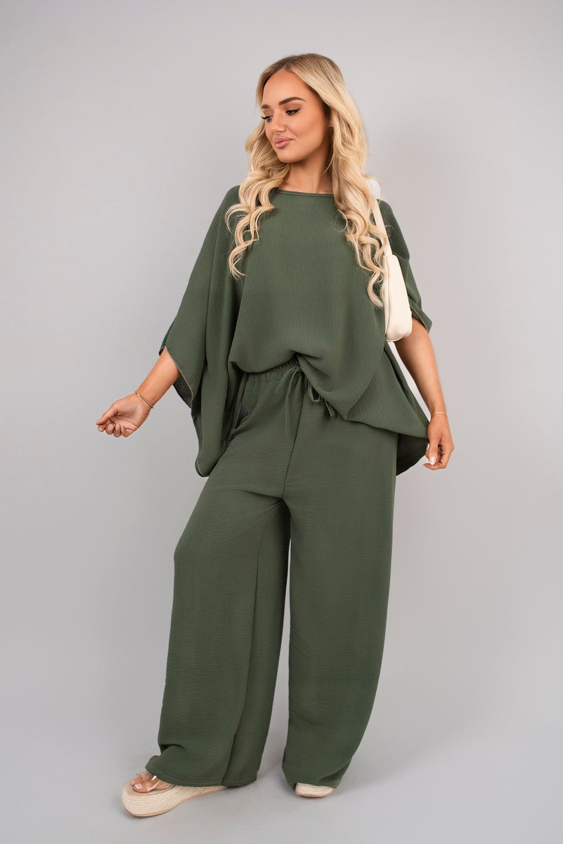 Batwing Top and Drawstring Wide Leg Trousers Co-ord Set 🇬🇧