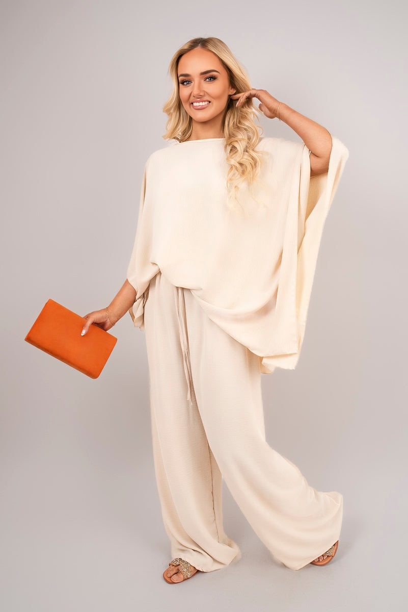 Batwing Top and Drawstring Wide Leg Trousers Co-ord Set 🇬🇧