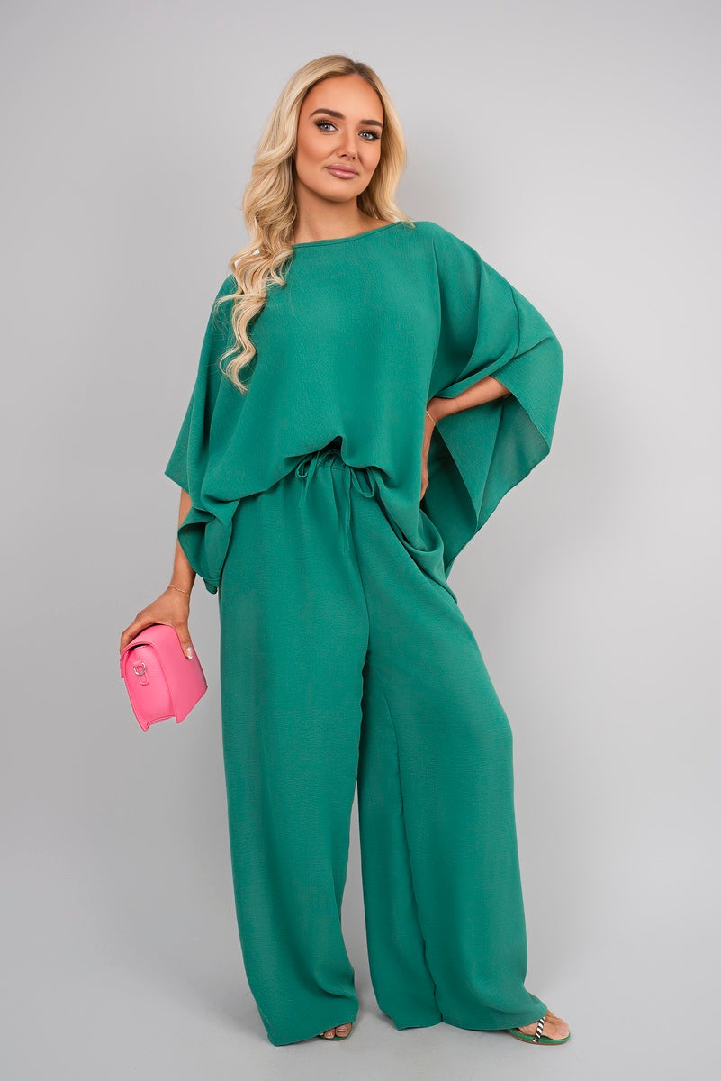 Batwing Top and Drawstring Wide Leg Trousers Co-ord Set 🇬🇧