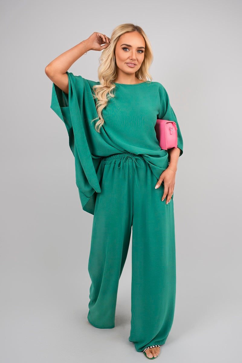 Batwing Top and Drawstring Wide Leg Trousers Co-ord Set 🇬🇧