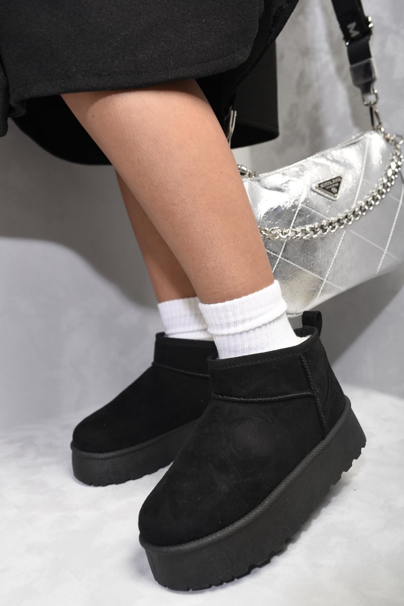 Faux Suede Ultra Mini Ankle Platform Boots 🇬🇧