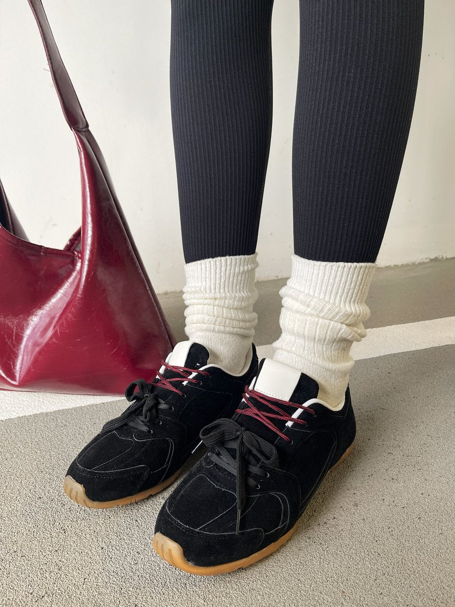 Double Contrast Lace Up Flat Trainers 🇬🇧