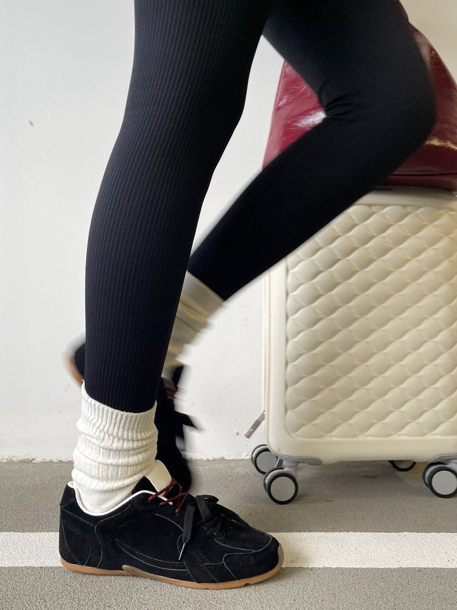 Double Contrast Lace Up Flat Trainers 🇬🇧
