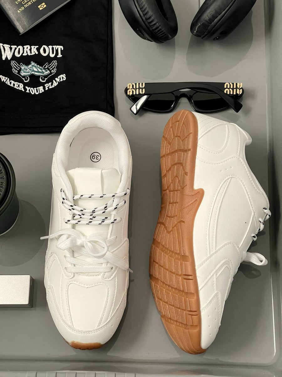 Double Contrast Lace Up Flat Trainers 🇬🇧