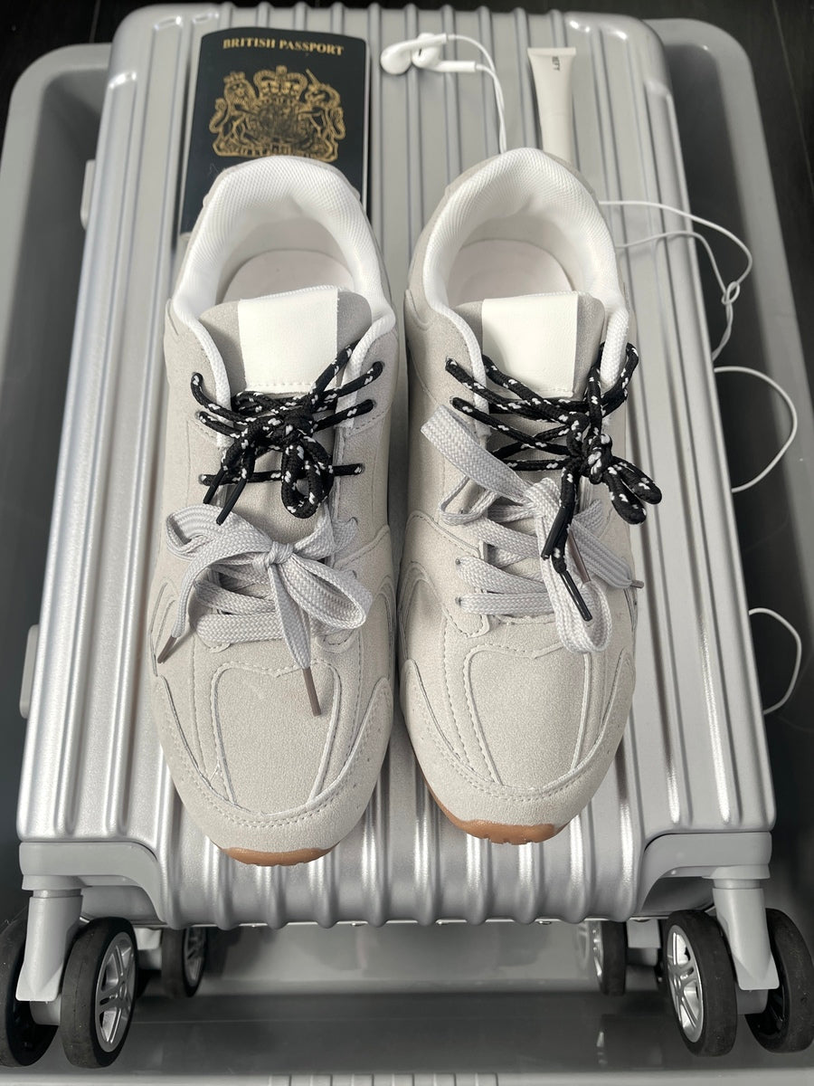 Double Contrast Lace Up Flat Trainers 🇬🇧