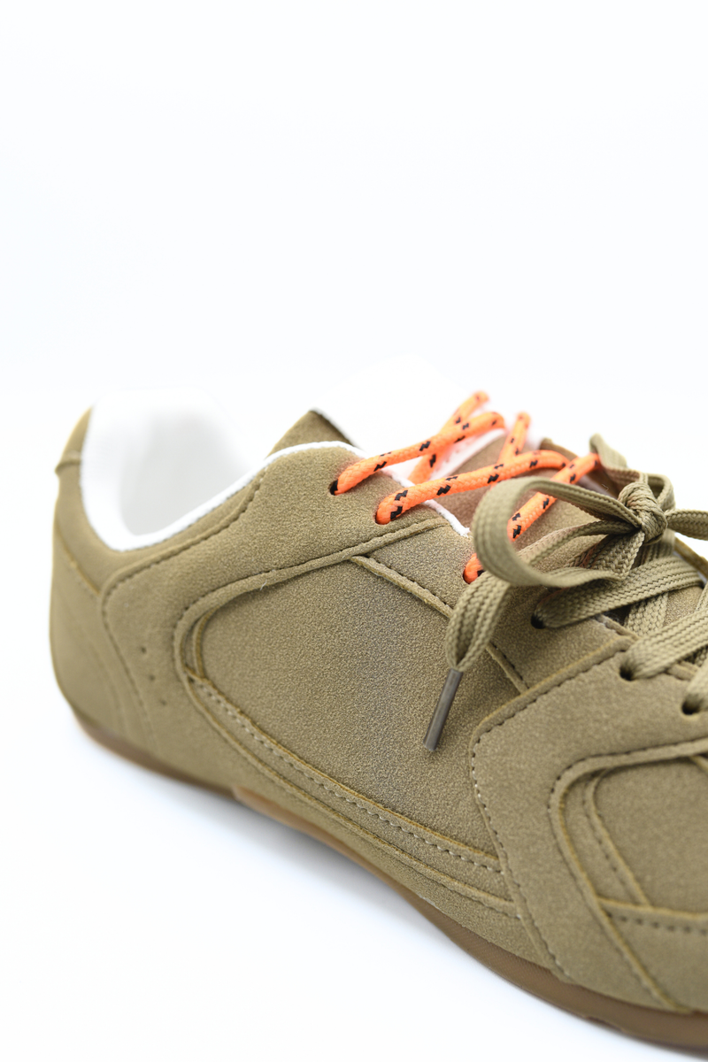 Double Contrast Lace Up Flat Trainers 🇬🇧