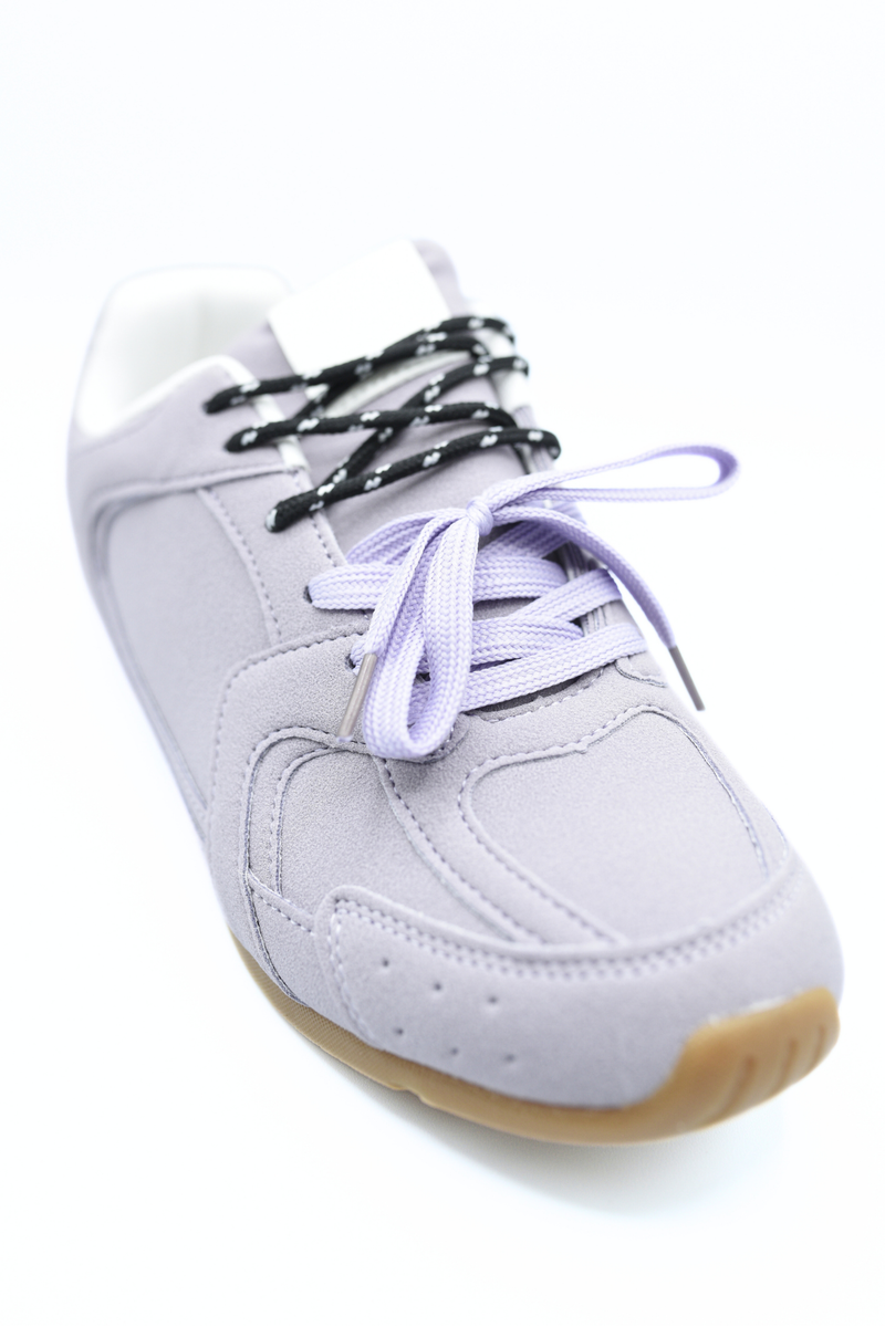 Double Contrast Lace Up Flat Trainers 🇬🇧
