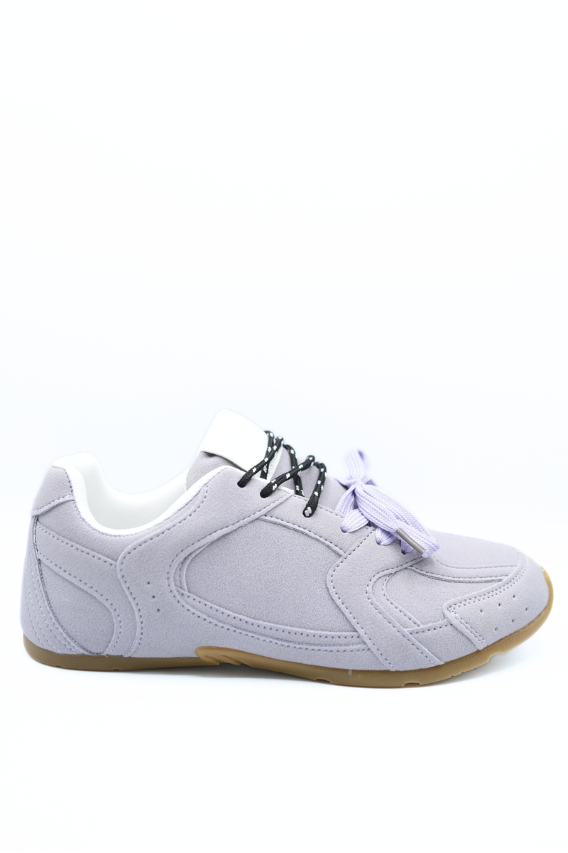 Double Contrast Lace Up Flat Trainers 🇬🇧