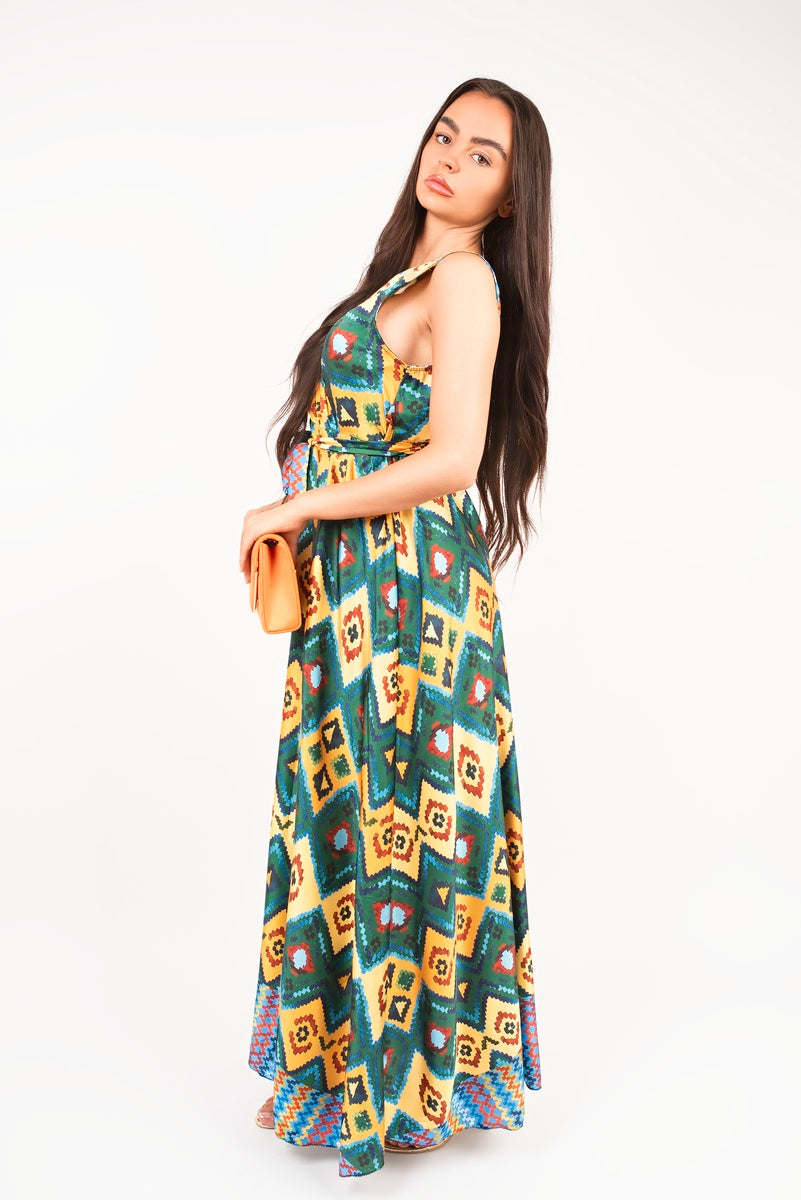 V Neck Sleeveless Maxi Dress with Tie Waist 🇬🇧