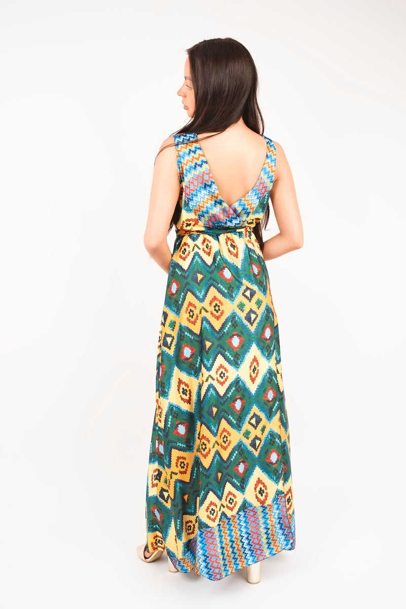 V Neck Sleeveless Maxi Dress with Tie Waist 🇬🇧