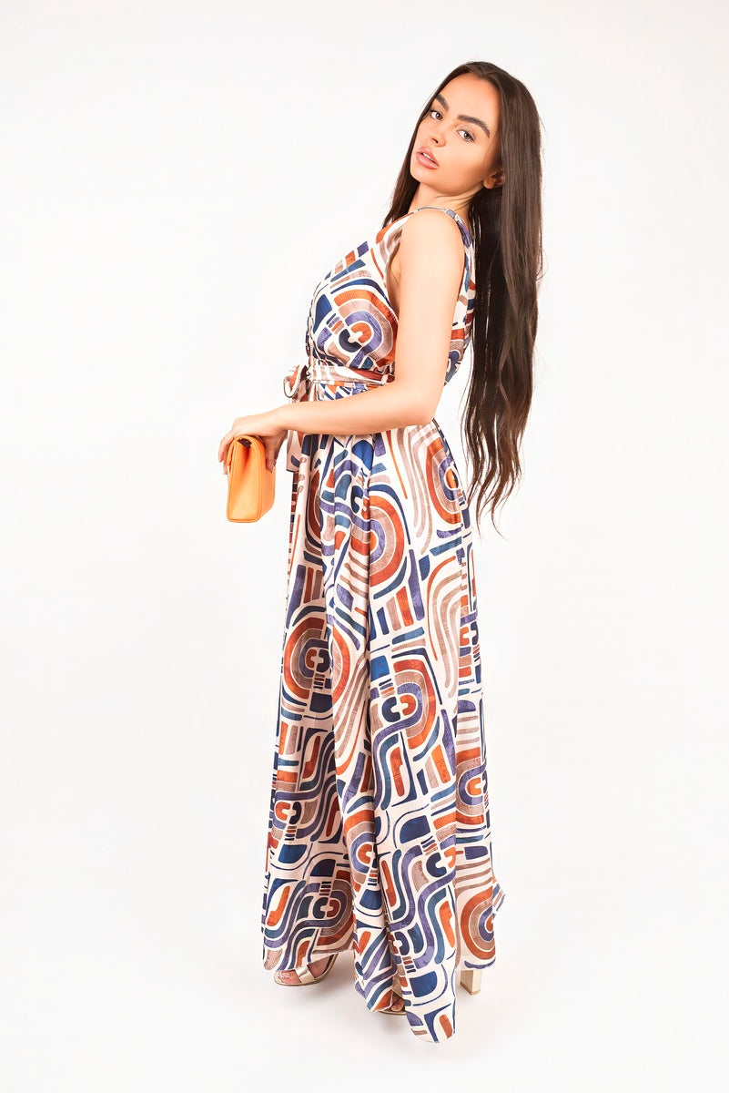 V Neck Sleeveless Maxi Dress with Tie Waist 🇬🇧