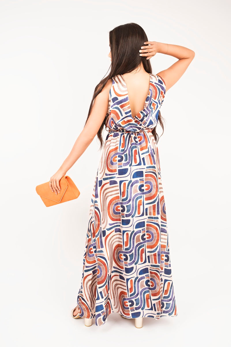 V Neck Sleeveless Maxi Dress with Tie Waist 🇬🇧