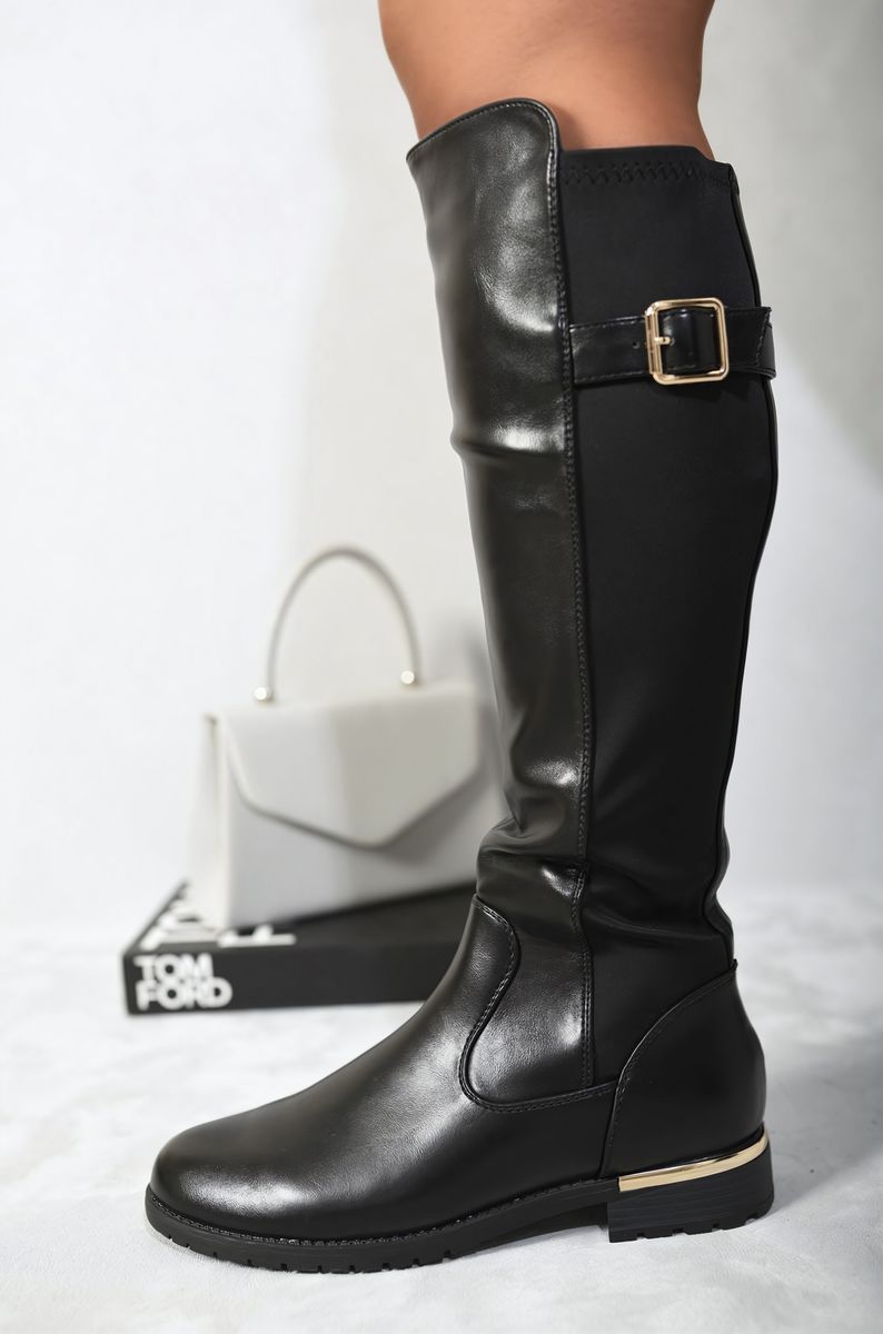 Gold Detail Buckle Knee High Boots 🇬🇧