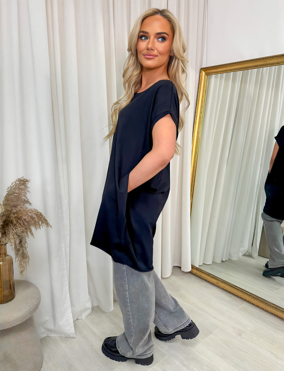 Round Neck with Side Pockets Oversized Top 🇬🇧