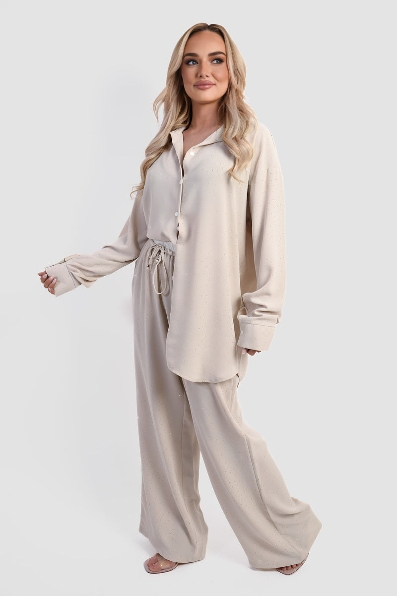 Button Down Embellished Long Sleeve Top 🇬🇧