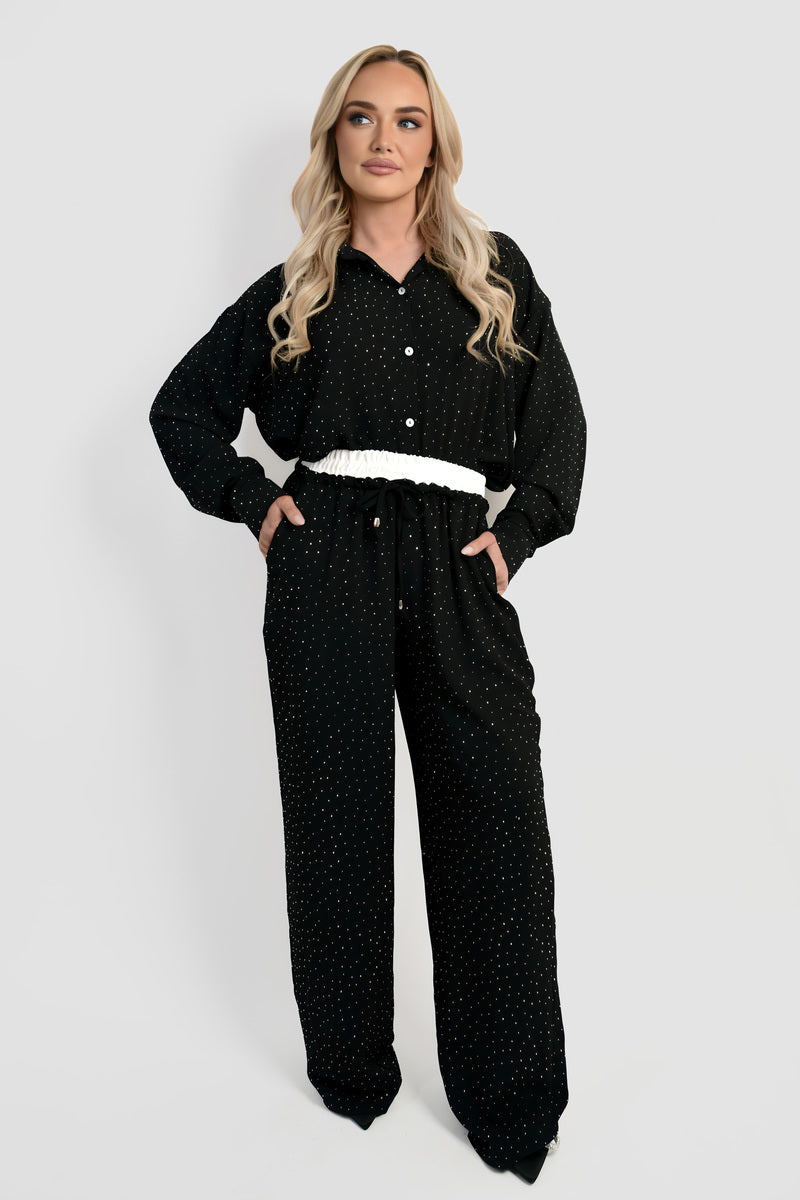 Button Down Embellished Long Sleeve Top 🇬🇧