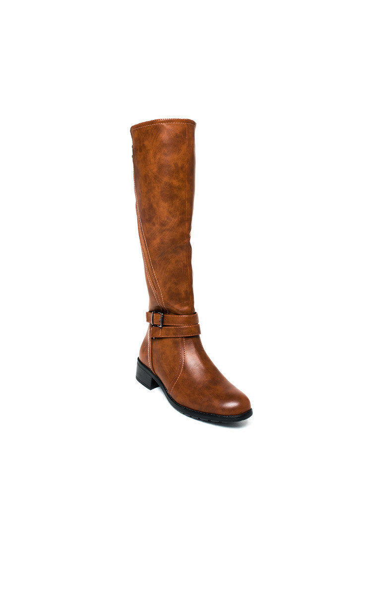 Faux Leather Buckle Knee High Boo🇬🇧
