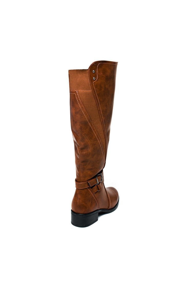 Faux Leather Buckle Knee High Boo🇬🇧