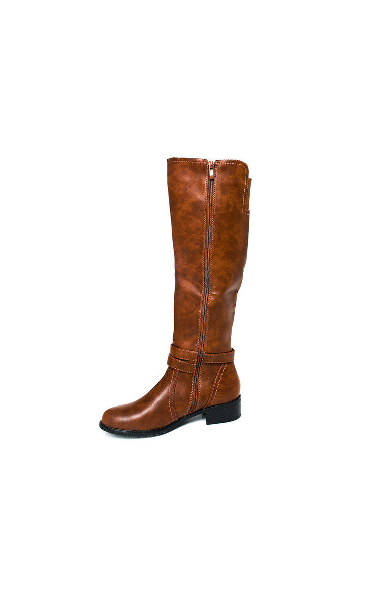 Faux Leather Buckle Knee High Boo🇬🇧