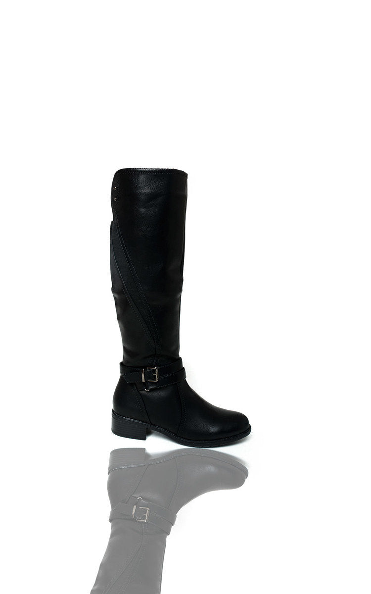 Faux Leather Buckle Knee High Boo🇬🇧