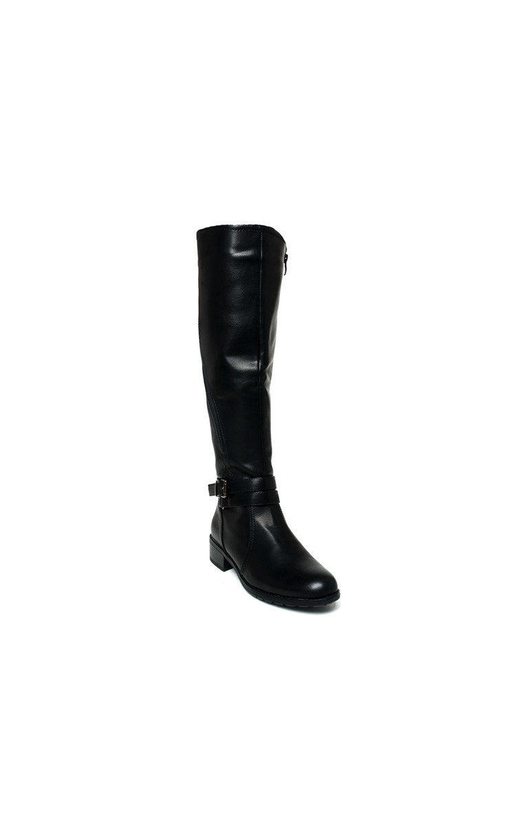 Faux Leather Buckle Knee High Boo🇬🇧