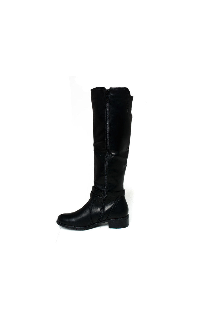 Faux Leather Buckle Knee High Boo🇬🇧