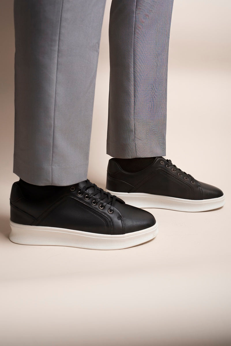 Low Top Faux Leather Lace Up Trainers for Men 🇬🇧
