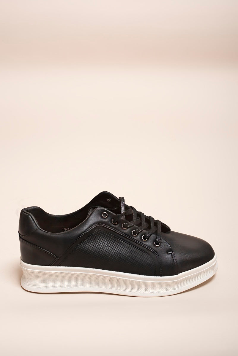 Low Top Faux Leather Lace Up Trainers for Men 🇬🇧