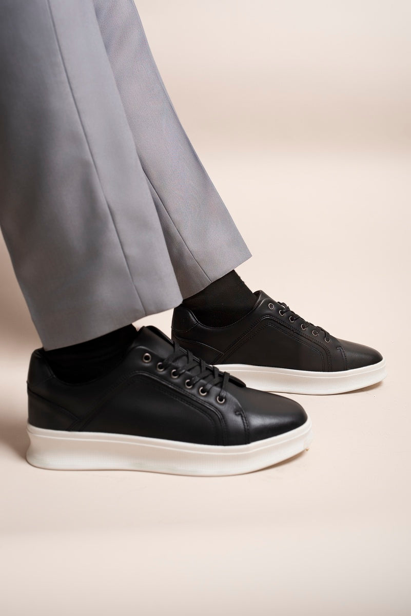 Low Top Faux Leather Lace Up Trainers for Men 🇬🇧