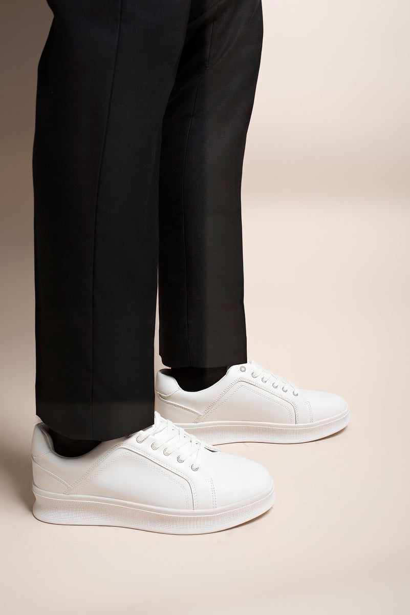 Low Top Faux Leather Lace Up Trainers for Men 🇬🇧