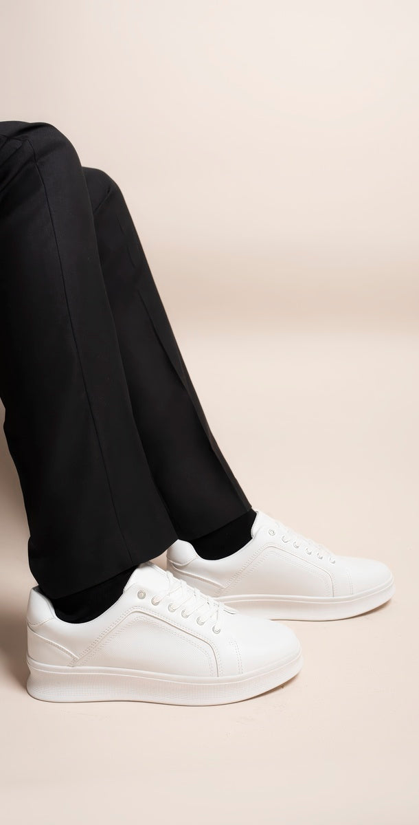 Low Top Faux Leather Lace Up Trainers for Men 🇬🇧
