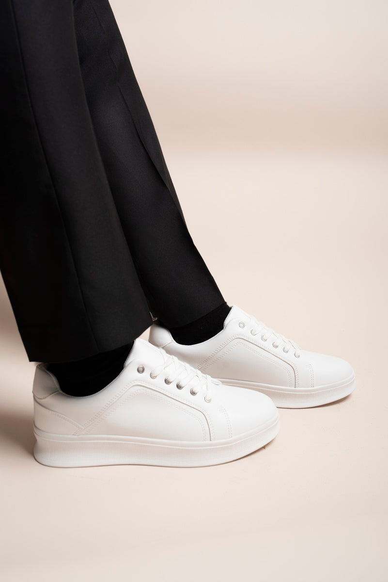 Low Top Faux Leather Lace Up Trainers for Men 🇬🇧