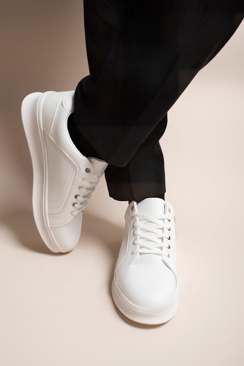 Low Top Faux Leather Lace Up Trainers for Men 🇬🇧