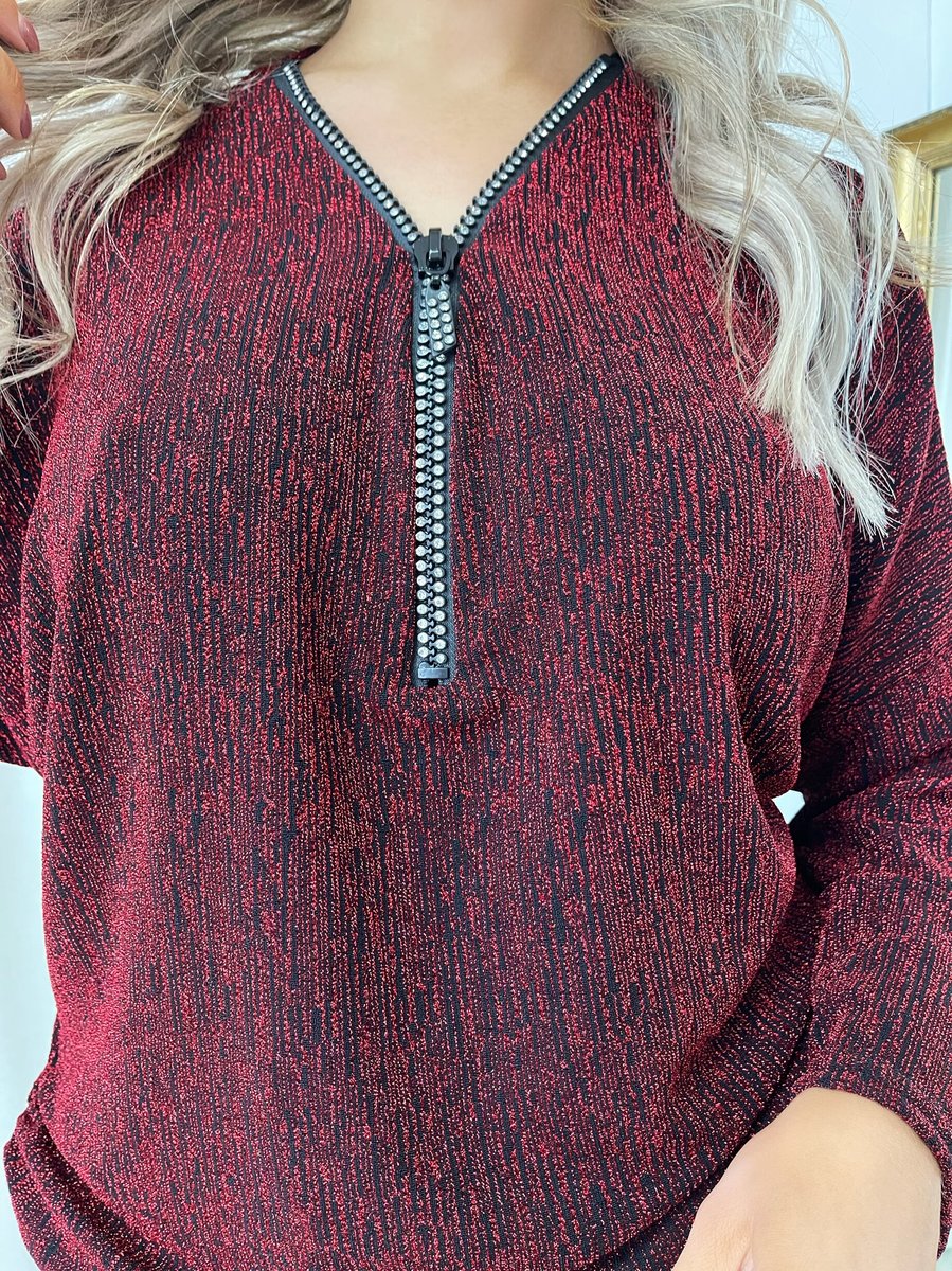 Front Zip Detail Glitz Top 🇬🇧