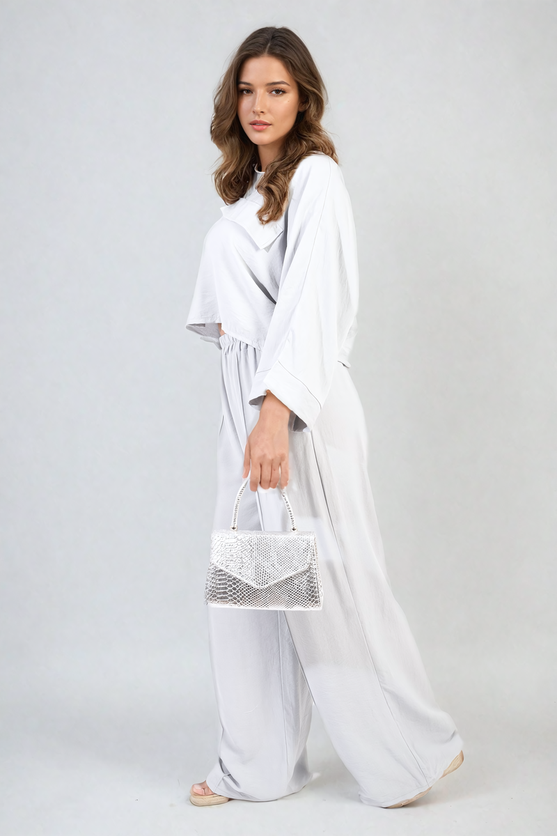 Oversized Long Sleeve Crop Top and Wide Leg Trouser Co-ord Set 🇬🇧