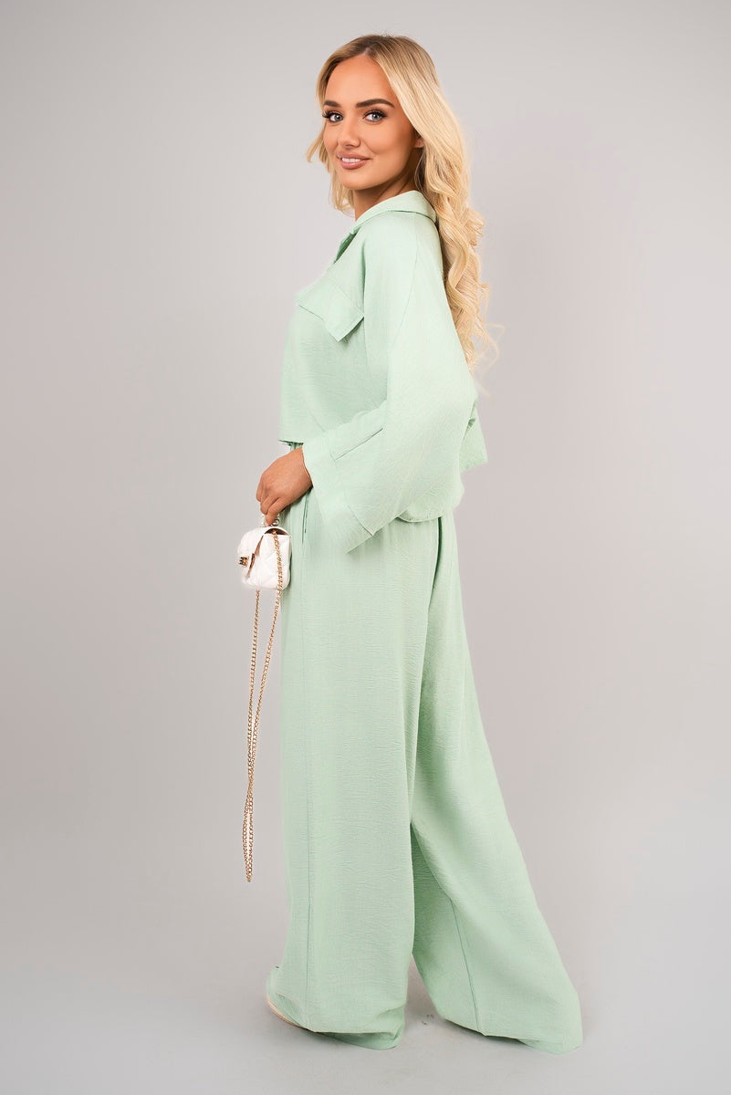 Oversized Long Sleeve Crop Top and Wide Leg Trouser Co-ord Set 🇬🇧