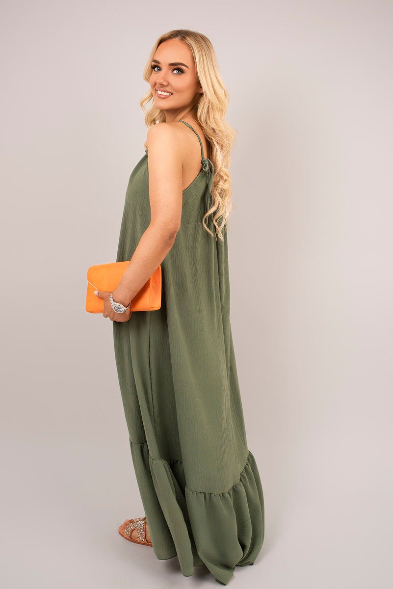 Sleeveless Beaded Halter Neck Maxi Dress with Tiered Hem 🇬🇧