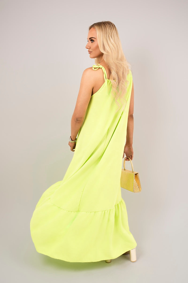 Sleeveless Beaded Halter Neck Maxi Dress with Tiered Hem 🇬🇧