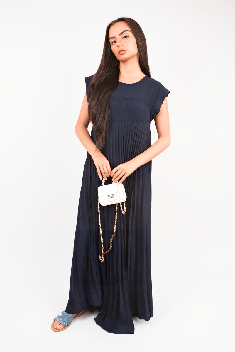 Pleated Cap Sleeve Maxi Dress 🇬🇧