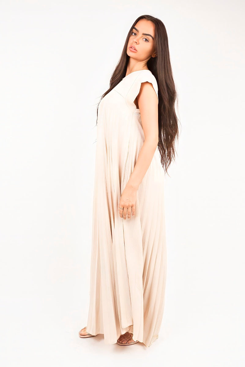 Pleated Cap Sleeve Maxi Dress 🇬🇧