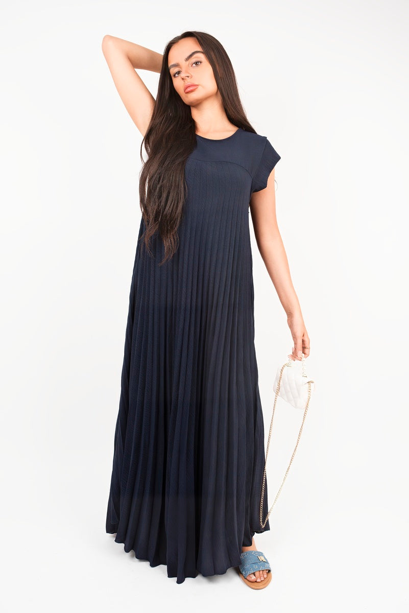 Pleated Cap Sleeve Maxi Dress 🇬🇧