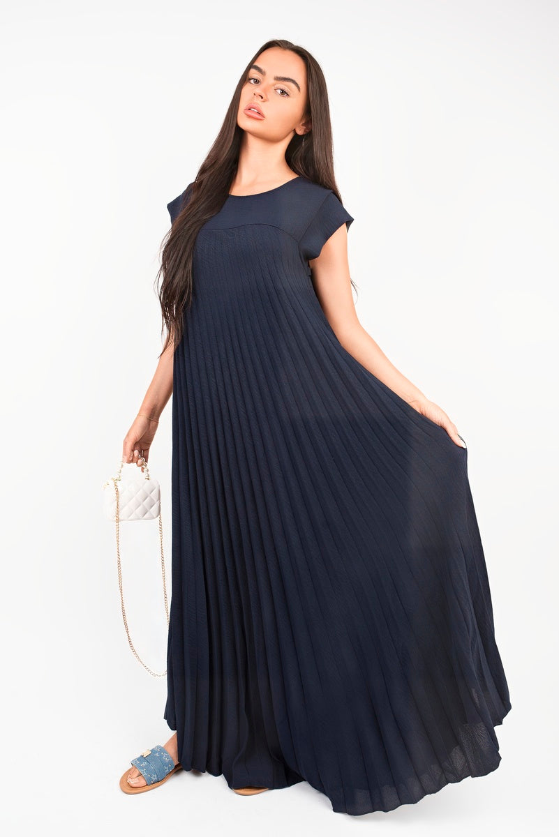Pleated Cap Sleeve Maxi Dress 🇬🇧