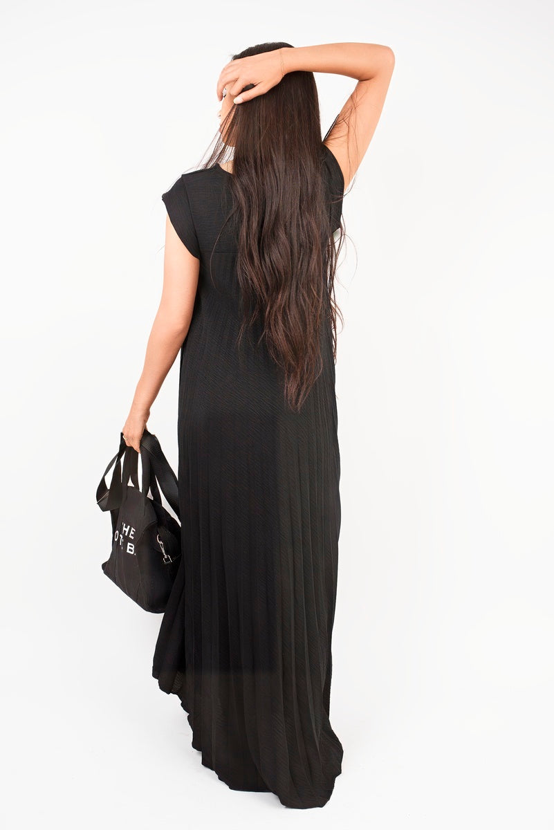 Pleated Cap Sleeve Maxi Dress 🇬🇧